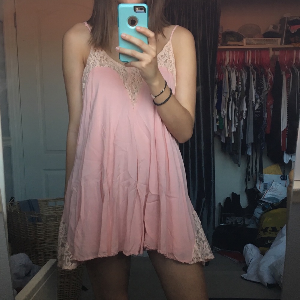 Pink Lace Shift Dress